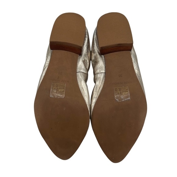 Free People Gold Pointed Toe Slip On Ballet Flats Size 36 Women’s - Picture 6 of 6